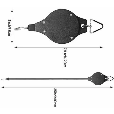 KAEJYIUT Poulie Pour Plantes, Poulie Rétractable Robuste Et Facile à Atteindre, Suspension Pour Panier De Fleurs, Crochet Pour Paniers De Jardin, Pots Et Mangeoire Pour Oiseaux, Suspendez Haut Et Tirez Vers Le Bas Pour Arroser Ou Alimenter Le Paquet De 2 (Noir) 6 KAEJYIUT Poulie Pour Plantes, Poulie Rétractable Robuste Et Facile à Atteindre, Suspension Pour Panier De Fleurs, Crochet Pour Paniers De Jardin, Pots Et Mangeoire Pour Oiseaux, Suspendez Haut Et Tirez Vers Le Bas Pour Arroser Ou Alimenter Le Paquet De 2 (Noir) – Image 4