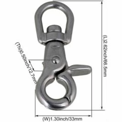 ILOVEMILAN 2 Pièces 304 Acier Inoxydable Mousqueton Pivotant Fermoirs 1/2*65 -Equipement antichute Soldes 65946871 3