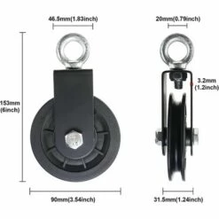 DONTODENT Lot De 4 Poulies De Câble Silencieuses En Nylon De 90 Mm Fixation De Roue De Traction à 360 Degrés Pour Système De Poulie De Levage à Lattes Blocs De Levage Équipement De Gymnastique à Domicile -Equipement antichute Soldes 65955644 5