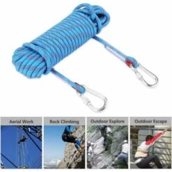 RHAFAYRE 20M Corde De Sécurité D'escalade Extérieure Anti-déchirures Alpinisme Sauvetage Corde,12mm De Diamètre Corde Pour Le Randonnée Bleu -Equipement antichute Soldes 65986071 5