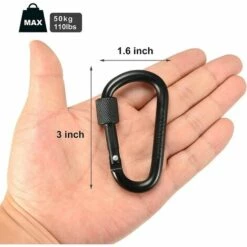 OSQI Paquet De 10 Mousquetons Verrouillables Boucle De Porte En Aluminium Pour Le Camping, La Pêche, La Randonnée Et Le Porte-clés - Noir -Equipement antichute Soldes 65988381 3