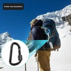 OSQI Paquet De 10 Mousquetons Verrouillables Boucle De Porte En Aluminium Pour Le Camping, La Pêche, La Randonnée Et Le Porte-clés - Noir -Equipement antichute Soldes 65988381 5