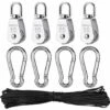OSQI 4 Pièces Poulie En Acier Inoxydable, Poulie De Levage Simple Avec Corde Pour Cordes Camping Randonnée Pédestre