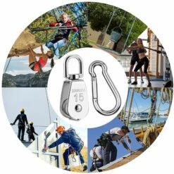 OSQI 4 Pièces Poulie En Acier Inoxydable, Poulie De Levage Simple Avec Corde Pour Cordes Camping Randonnée Pédestre -Equipement antichute Soldes 65989043 3