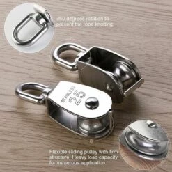 Cisea 2pcs 25mm Poulie Simple En Acier Inoxydable 304 M25 Rouleau De Poulie Chargement 400kg - Argent -Equipement antichute Soldes 66080171 3