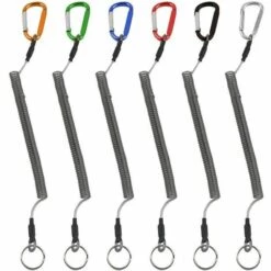 YEURIé 6 PCS Pêche Cordons, Pêche Outils Sécurité Elastique Corde Multicolor Cordes De Sécurisé Rétractable Spiralé Avec Mousqueton, Longueur D'étirement Maximale: 1 M