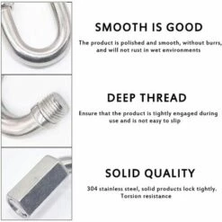 JOGAKU ® 4 Pièces Mousqueton En Acier Inoxydable Robuste, Mousqueton En Forme De D, M8 304 Verrouillage Rapide à Vis Quick Link Keychain Buckle Pour La Maison, L'escalade, La Randonnée, Les Voyages -Equipement antichute Soldes 66304296 3