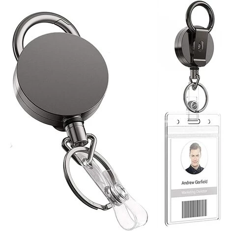 MONLY 2 Pièces Porte-clés Rétractable En Métal Noir, Enrouleur Avec Mousqueton, Porte-clés Rétractable Avec Clip, Utilisé Pour Accrocher Des Clés Et Des Cartes De Travail 3 MONLY 2 Pièces Porte-clés Rétractable En Métal Noir, Enrouleur Avec Mousqueton, Porte-clés Rétractable Avec Clip, Utilisé Pour Accrocher Des Clés Et Des Cartes De Travail