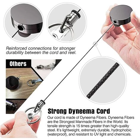 MONLY 2 Pièces Porte-clés Rétractable En Métal Noir, Enrouleur Avec Mousqueton, Porte-clés Rétractable Avec Clip, Utilisé Pour Accrocher Des Clés Et Des Cartes De Travail 5 MONLY 2 Pièces Porte-clés Rétractable En Métal Noir, Enrouleur Avec Mousqueton, Porte-clés Rétractable Avec Clip, Utilisé Pour Accrocher Des Clés Et Des Cartes De Travail â Image 3