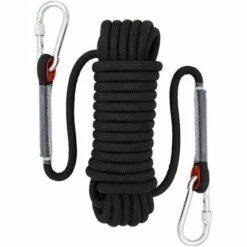 JOORRT Corde D'escalade, 12 Mm De Diamètre, Accessoires De Randonnée, Corde De Sécurité Haute Résistance (30 M Noir)