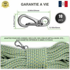 Mini Mousqueton|Lot De 10|Poids Maximum 15 KG|Mousqueton Porte Clé|Gris OU Noir|mousquetons Porte Clés Pour Camping/randonnée/Escalade Adélala -Equipement antichute Soldes 66377653 2