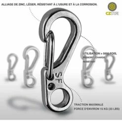 Mini Mousqueton|Lot De 10|Poids Maximum 15 KG|Mousqueton Porte Clé|Gris OU Noir|mousquetons Porte Clés Pour Camping/randonnée/Escalade Adélala -Equipement antichute Soldes 66377653 3