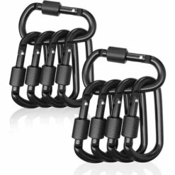 Paquet De 10 Mousquetons Verrouillables Boucle De Porte En Aluminium Pour Le Camping, La Pêche, La Randonnée Et Le Porte-clés - Noir 8cm Adélala