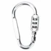 BEARSU Mousqueton Verrouillage En Alliage D'aluminium D'escalade Clip Crochet De Sécurité Avec 3 Chiffres Verrouillage à Combinaison Cadenas Pour Camping Randonnée Corde（argent） -Equipement antichute Soldes 66401529 1