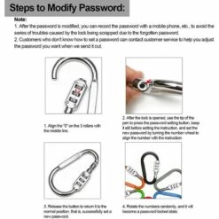 BEARSU Mousqueton Verrouillage En Alliage D'aluminium D'escalade Clip Crochet De Sécurité Avec 3 Chiffres Verrouillage à Combinaison Cadenas Pour Camping Randonnée Corde（argent） -Equipement antichute Soldes 66401529 5