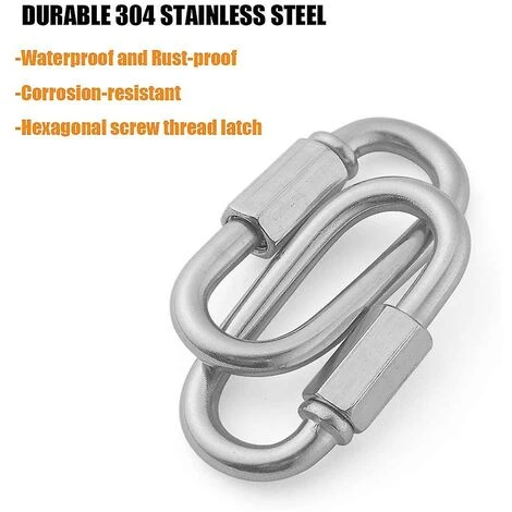 DONTODENT 8pcs M4 Vis Maillon Rapide, 304 Acier Inoxydable Mousqueton Chaîne Connecteur Rapide Maillon De Chaîne Verrouillage Mousqueton Clip 5 DONTODENT 8pcs M4 Vis Maillon Rapide, 304 Acier Inoxydable Mousqueton Chaîne Connecteur Rapide Maillon De Chaîne Verrouillage Mousqueton Clip – Image 3