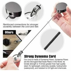 GRID COOL 2 Pièces Porte-clés Rétractable En Métal Noir, Enrouleur Avec Mousqueton, Porte-clés Rétractable Avec Clip, Utilisé Pour Accrocher Des Clés Et Des Cartes De Travail -Equipement antichute Soldes 66757220 3