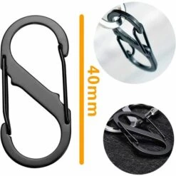 BF Lot De 25 Mousquetons Porte-clés En Forme De S, 8 Petits Mousquetons En Forme De S, 2 Ouvertures, Camping, Randonnée -Equipement antichute Soldes 66763917 2