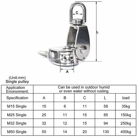 MEZHENG 2 Pcs Poulie En Acier Inox 304 M25 Poulie De Levage Rouleau De Chargement 6 MEZHENG 2 Pcs Poulie En Acier Inox 304 M25 Poulie De Levage Rouleau De Chargement – Image 4