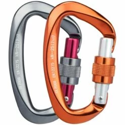 OUSUDELA 2pcs Mousquetons Escalade Certifié Mousqueton Aluminium Avec Bouchon à Vis, Forme De D, Idéal Pour Alpinisme, Randonné,Le Sauvetage, Camping Et Pêche