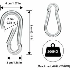 ILOVEMILAN Lot De 2 Mousquetons à 2 Attaches Pour Usage Intensif, Sport, Chien De Verrouillage, Hamac Pivotant, Acier Inoxydable 304, Longueur 8 Cm -Equipement antichute Soldes 66821338 3