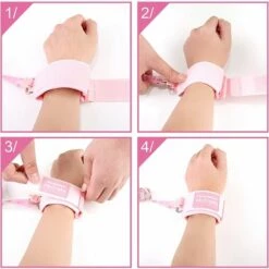 BF Bracelet Anti-Perte, Corde De Traction Anti-Perte De 2 M, Lien De Poignet De Sécurité Pour Bébé Avec Ceinture De Marche Anti-Perte Pour Rêne De Marche Avec Serrure Rose -Equipement antichute Soldes 66858396 5
