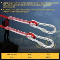 OCXIN Corde D'escalade Professionnelle En Nylon, Corde De Sécurité De 8 Mm Avec Mousqueton, Poids De Charge 900 Kg Pour La Randonnée, L'alpinisme, Les Sports De Plein Air, Le Camping, La Spéléologie 9 OCXIN Corde D'escalade Professionnelle En Nylon, Corde De Sécurité De 8 Mm Avec Mousqueton, Poids De Charge 900 Kg Pour La Randonnée, L'alpinisme, Les Sports De Plein Air, Le Camping, La Spéléologie -Equipement antichute Soldes 66965004 3