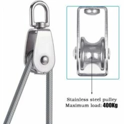 ABCRITAL Poulie Pivotante À Une Roue En Acier Inoxydable 304 M50, Chargement 400 Kg - Argent -Equipement antichute Soldes 66971769 5