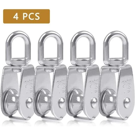 ABCRITAL Poulie Simple Poulie Pour Cable 15Mm Acier Inox, Poulie Escalade Poulie Rouleau De Chargement, Poulie De Levage Capacité 35Kg - 4Pcs Argent 3 ABCRITAL Poulie Simple Poulie Pour Cable 15Mm Acier Inox, Poulie Escalade Poulie Rouleau De Chargement, Poulie De Levage Capacité 35Kg - 4Pcs Argent