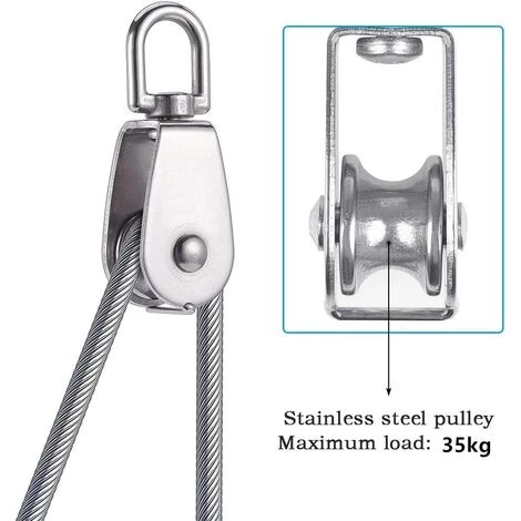 ABCRITAL Poulie Simple Poulie Pour Cable 15Mm Acier Inox, Poulie Escalade Poulie Rouleau De Chargement, Poulie De Levage Capacité 35Kg - 4Pcs Argent 6 ABCRITAL Poulie Simple Poulie Pour Cable 15Mm Acier Inox, Poulie Escalade Poulie Rouleau De Chargement, Poulie De Levage Capacité 35Kg - 4Pcs Argent – Image 4