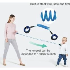 BF Anti-perdu Poignet Ceinture Réglable Laisse Enfant Poignet De 360 ° Rotation Harnais De Sécurité Confortable Bébé Bracelet Corde Pour Voyage Supermarché Exploration Helper 1.5M (Bleu) -Equipement antichute Soldes 67024570 4