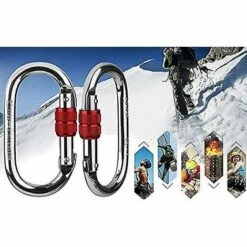 ZHUOXUAN Lot De 4 Mousquetons D'escalade En Acier Dur Argenté 25 Kn Avec Fermoir à Vis -Equipement antichute Soldes 67170296 4