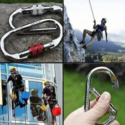 ZHUOXUAN Lot De 4 Mousquetons D'escalade En Acier Dur Argenté 25 Kn Avec Fermoir à Vis -Equipement antichute Soldes 67170296 5