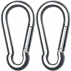 ZHUOXUAN Lot De 2 Mousquetons En Acier Inoxydable Pour Charges Lourdes, Mousqueton à Verrouillage En Forme De D Pour Hamac à La Maison, Pêche, Randonnée, Voyage, Porte-clés (40 Mm X 80 Mm)