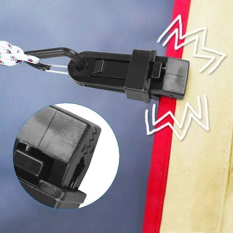 ZHUOXUAN Paquet De 8 Grands Clips De Bâche En Forme De D Pour Auvent En Plastique Résistant Au Vent Avec Mousqueton En Forme De D Pour Les Activités De Plein Air Noir 5 ZHUOXUAN Paquet De 8 Grands Clips De Bâche En Forme De D Pour Auvent En Plastique Résistant Au Vent Avec Mousqueton En Forme De D Pour Les Activités De Plein Air Noir – Image 3
