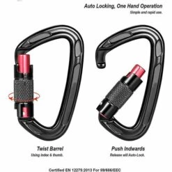 ZHUOXUAN Mousqueton à Verrouillage Automatique 2 Pièces, Aluminium 7075, Charge Lourde 12kn-1224kg, Solide, Ultra Léger, Pour Laisse De Chien, Hamac, Balançoire, Porte-clés, Forme D, Noir Et Rose -Equipement antichute Soldes 67170477 3