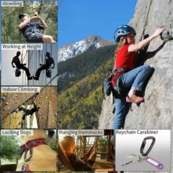 ZHUOXUAN Mousqueton à Verrouillage Automatique 2 Pièces, Aluminium 7075, Charge Lourde 12kn-1224kg, Solide, Ultra Léger, Pour Laisse De Chien, Hamac, Balançoire, Porte-clés, Forme D, Noir Et Rose -Equipement antichute Soldes 67170477 5