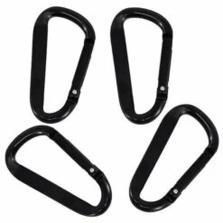 ZHUOXUAN 4 Pièces Mousquetons En Alliage D'aluminium Mousquetons Multifonctions Légers Crochets Autobloquants Pour L'extérieur Noir