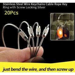 OCXIN Paquet De 20 Porte-clés En Fil D'acier Inoxydable Boucles De Porte-clés En Fil Avec Serrure à Vis Pour Accrocher Des étiquettes De Bagage Porte-clés Étiquettes D'identification -Equipement antichute Soldes 67204704 3