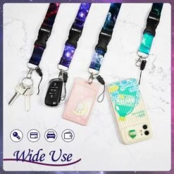 PERLE RARE Lot De 4 Lanières De Cou Starry Sky Avec Badge Détachable Coloré, Sangle De Cou, Porte-clés De Sécurité, Lanières Détachables Ciel étoilé Avec Boucle De Dégagement Pour Enseignants Adolescents, 18,2 X 2,5 Cm. -Equipement antichute Soldes 67356123 5
