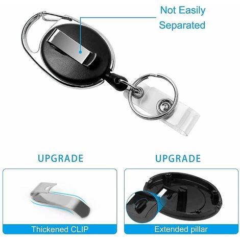 DONTODENT Paquet De 2 Porte-badges Rétractables Robustes Avec Mousquetons, Porte-cartes D'identité Verticaux En Cuir Durable 4 DONTODENT Paquet De 2 Porte-badges Rétractables Robustes Avec Mousquetons, Porte-cartes D'identité Verticaux En Cuir Durable – Image 2