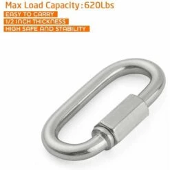 LLOVE 10 Pièces Maillon Rapide Fileté, Mousqueton à Verrouillage Ovale En Acier Inoxydable, Maillons Rapides De Chaîne De Remorquage, Connecteur De Corde Pour Remorque, Balançoire, Hamacs, Câble, Camping -Equipement antichute Soldes 67414778 4