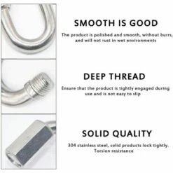 TANèTUE 4 Pièces Mousqueton En Acier Inoxydable Robuste, M8 304 Verrouillage Rapide à Vis, Quick Link Keychain Buckle Pour La Maison, Le Camping, L'escalade, La Randonnée, Les Voyages,500KG Capacité -Equipement antichute Soldes 67429234 2