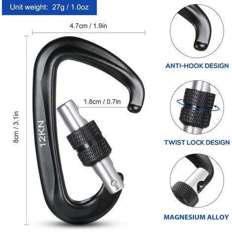 HAPPYSHOPPING Verrouillage Extérieur Rapide En Forme De D Capacité De Charge 12KN Gris 2pcs 4 HAPPYSHOPPING Verrouillage Extérieur Rapide En Forme De D Capacité De Charge 12KN Gris 2pcs – Image 2