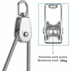 ENLENK Poulie Simple Poulie Pour Cable 15MM Acier INOX, Poulie Escalade Poulie Rouleau De Chargement, Poulie De Levage Capacité 35kg - 4pcs Argent -Equipement antichute Soldes 67474756 2