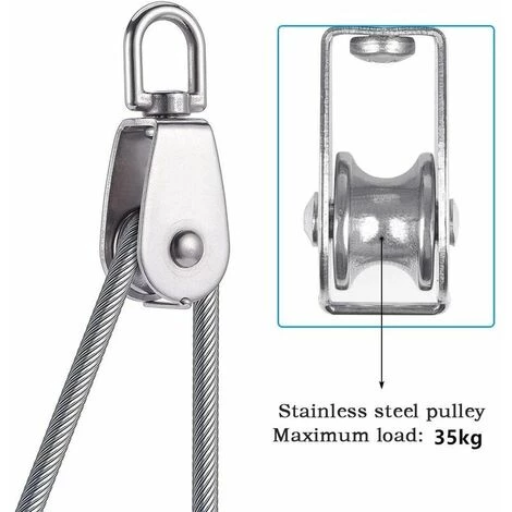 ECHOO Poulie Simple Poulie Pour Cable 15MM Acier INOX, Poulie Escalade Poulie Rouleau De Chargement, Poulie De Levage Capacité 35kg - 4pcs Argent 4 ECHOO Poulie Simple Poulie Pour Cable 15MM Acier INOX, Poulie Escalade Poulie Rouleau De Chargement, Poulie De Levage Capacité 35kg - 4pcs Argent – Image 2