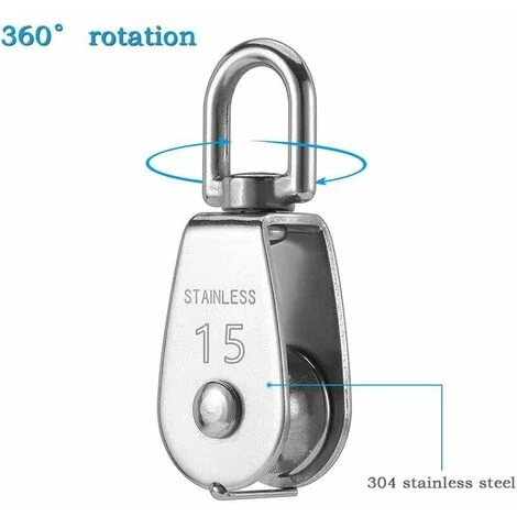 ECHOO Poulie Simple Poulie Pour Cable 15MM Acier INOX, Poulie Escalade Poulie Rouleau De Chargement, Poulie De Levage Capacité 35kg - 4pcs Argent 5 ECHOO Poulie Simple Poulie Pour Cable 15MM Acier INOX, Poulie Escalade Poulie Rouleau De Chargement, Poulie De Levage Capacité 35kg - 4pcs Argent – Image 3