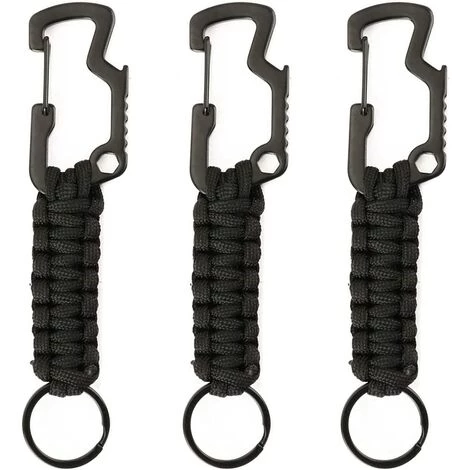 FLYME 3 PCS Porte-clés Avec Mousqueton Clips Crochet Clip Ouvre-bouteilles, Longe Tressée Porte-clés Kits De Survie 3 FLYME 3 PCS Porte-clés Avec Mousqueton Clips Crochet Clip Ouvre-bouteilles, Longe Tressée Porte-clés Kits De Survie