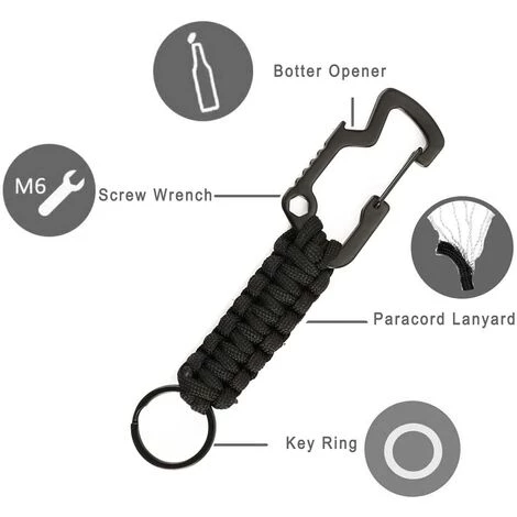 FLYME 3 PCS Porte-clés Avec Mousqueton Clips Crochet Clip Ouvre-bouteilles, Longe Tressée Porte-clés Kits De Survie 5 FLYME 3 PCS Porte-clés Avec Mousqueton Clips Crochet Clip Ouvre-bouteilles, Longe Tressée Porte-clés Kits De Survie – Image 3