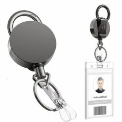 OUSUDELA 2 Pièces Porte-clés Rétractable En Métal Noir, Enrouleur Avec Mousqueton, Porte-clés Rétractable Avec Clip, Utilisé Pour Accrocher Des Clés Et Des Cartes De Travail